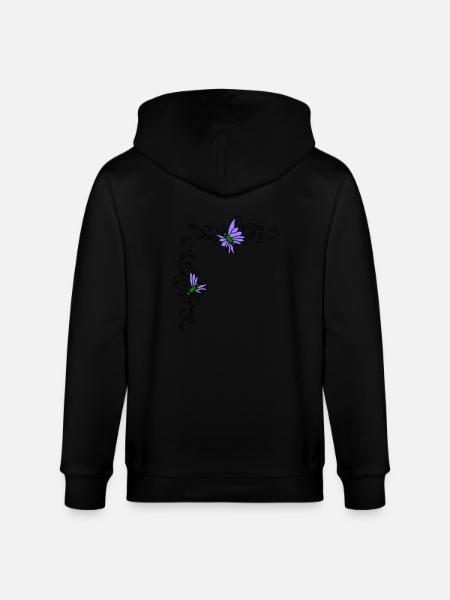 Butterflies with flower tendrils - Stanley/Stella CULTIVATOR  Unisex Organic Hooded Jacket - black