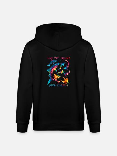Save the Sharks Shark Species - Stanley/Stella CULTIVATOR Unisex Organic Hooded Jacket - black