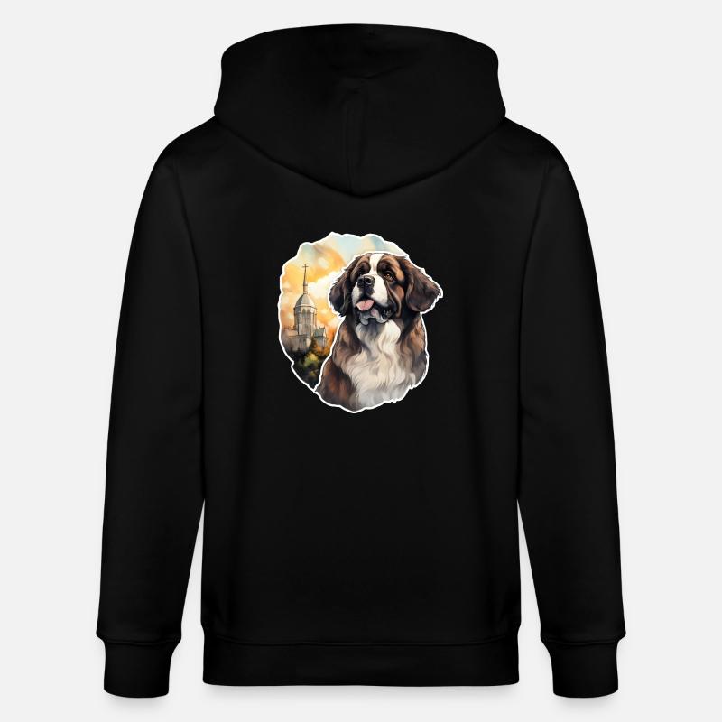 Bernhardiner vor Kirche - Stanley/Stella Unisex Bio-Kapuzenjacke CULTIVATOR  - Schwarz