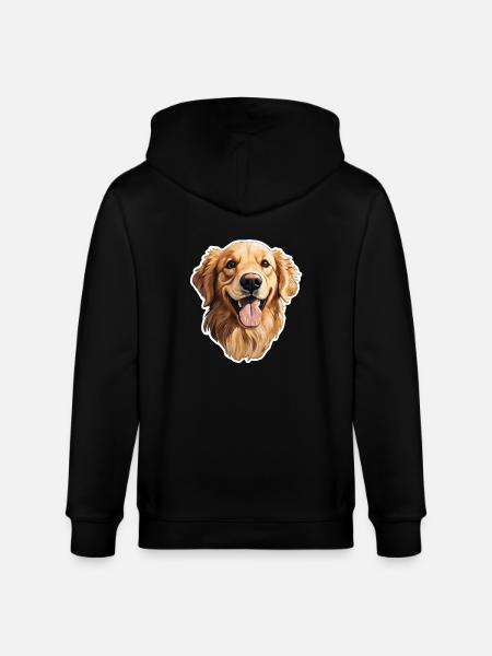 Golden Retriever Head - Stanley/Stella CULTIVATOR  Unisex Organic Hooded Jacket - black