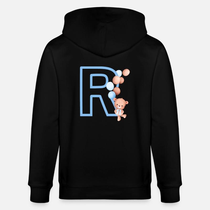 Lettre r bleue ours - Veste à capuche bio CULTIVATOR Stanley/Stella Unisexe - noir