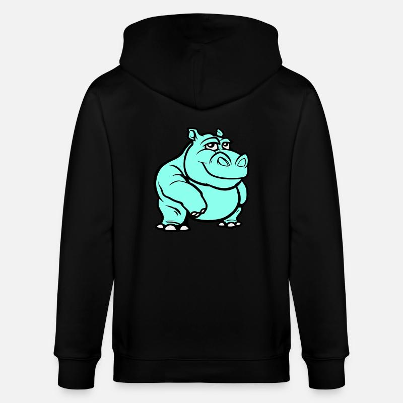 Bande dessinée hippopotame - Veste à capuche bio CULTIVATOR Stanley/Stella Unisexe - noir