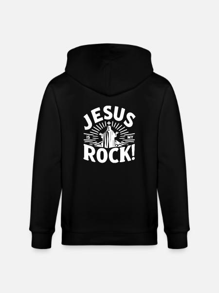 Jesus is My Rock - Stanley/Stella CULTIVATOR Unisex Organic Hooded Jacket - black