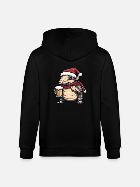 Armadillo Christmas Beer - Stanley/Stella CULTIVATOR  Unisex Organic Hooded Jacket - black