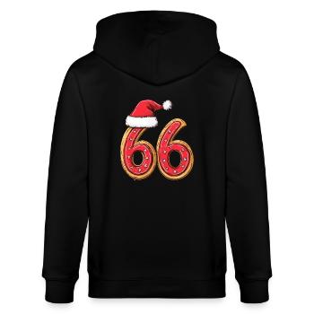 66 Number Christmas Biscuit - Stanley/Stella CULTIVATOR  Unisex Organic Hooded Jacket - black - Back - Anna (173cm)