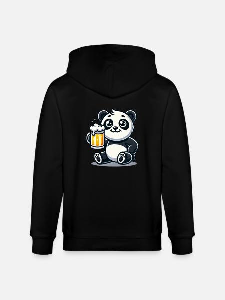 Cute Panda Drinking Beer - Stanley/Stella Unisex Bio-Kapuzenjacke CULTIVATOR  - Schwarz