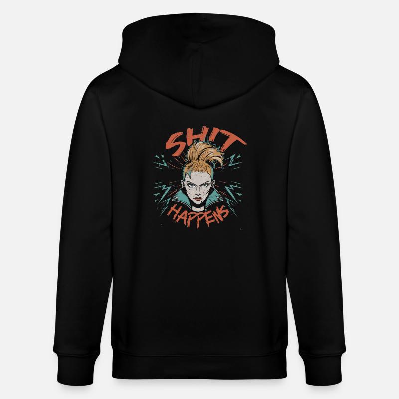 Scheiße passiert - Stanley/Stella Unisex Bio-Kapuzenjacke CULTIVATOR  - Schwarz