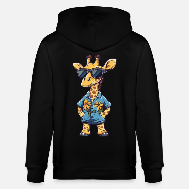 Giraffe Funny Summer - Stanley/Stella CULTIVATOR Unisex Organic Hooded Jacket - black
