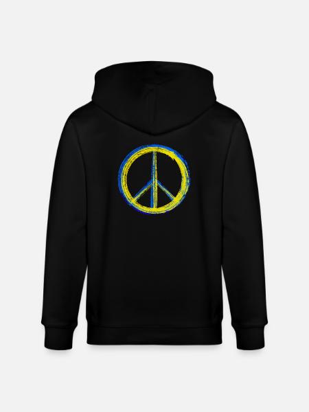Peace for Ukraine - Stanley/Stella CULTIVATOR Unisex Organic Hooded Jacket - black