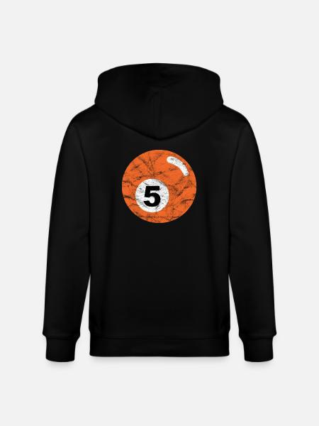 Billard Billardkugel orange fünf five vintage - Stanley/Stella Unisex Bio-Kapuzenjacke CULTIVATOR  - Schwarz