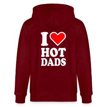 I love hot dads - Stanley/Stella Unisex Bio-Kapuzenjacke CULTIVATOR  - Burgunderrot - Hinten - Anna (173cm)