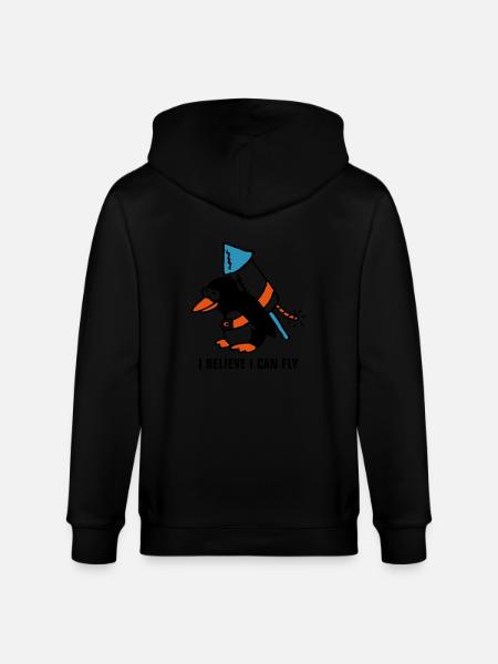 rocket_pinguin_white_b_3c - Stanley/Stella CULTIVATOR Unisex Organic Hooded Jacket - black