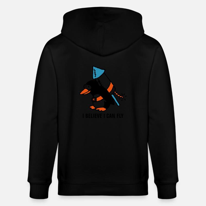 rocket_pinguin_white_b_3c - Stanley/Stella Unisex Bio-Kapuzenjacke CULTIVATOR - Schwarz