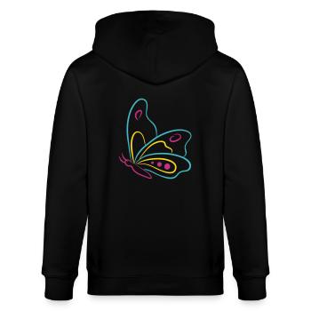Butterfly de - Stanley/Stella Unisex Bio-Kapuzenjacke CULTIVATOR  - Schwarz - Hinten - Anna (173cm)