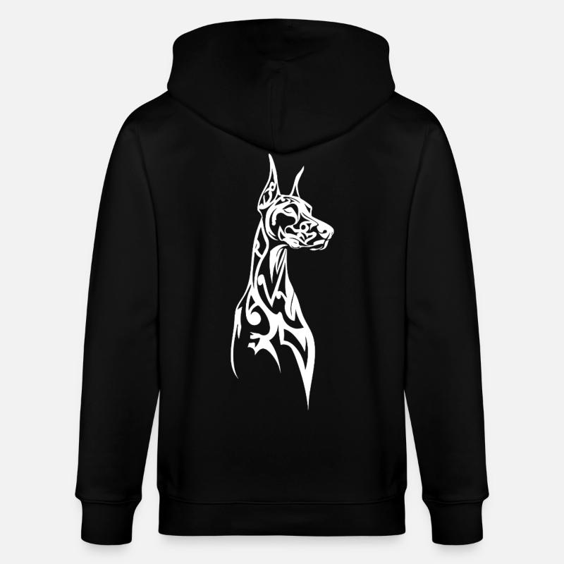 Linienkunst Dobermann Profil - Stanley/Stella Unisex Bio-Kapuzenjacke CULTIVATOR  - Schwarz