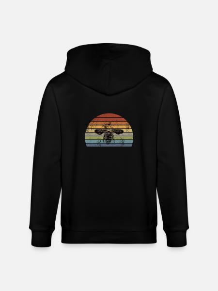 Bee Honeybee Retro - Stanley/Stella CULTIVATOR  Unisex Organic Hooded Jacket - black