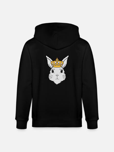 King Rabbit Crown Face - Stanley/Stella CULTIVATOR Unisex Organic Hooded Jacket - black