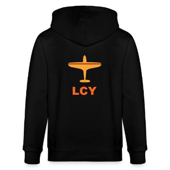 Flughafen London City Airport - LCY Großbritannien - Stanley/Stella Unisex Bio-Kapuzenjacke CULTIVATOR  - Schwarz - Hinten - Anna (173cm)