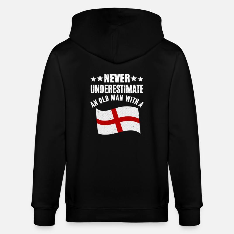 Alter Mann Mit Englischer Flagge - Stanley/Stella Unisex Bio-Kapuzenjacke CULTIVATOR - Schwarz