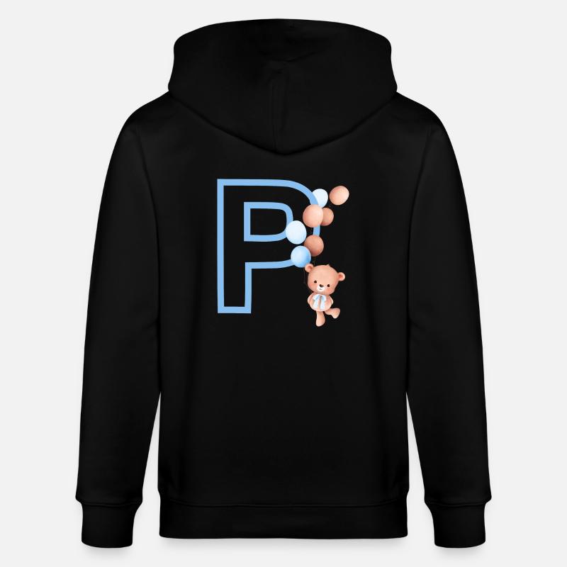 Blauer Buchstabe P Bär - Stanley/Stella Unisex Bio-Kapuzenjacke CULTIVATOR  - Schwarz