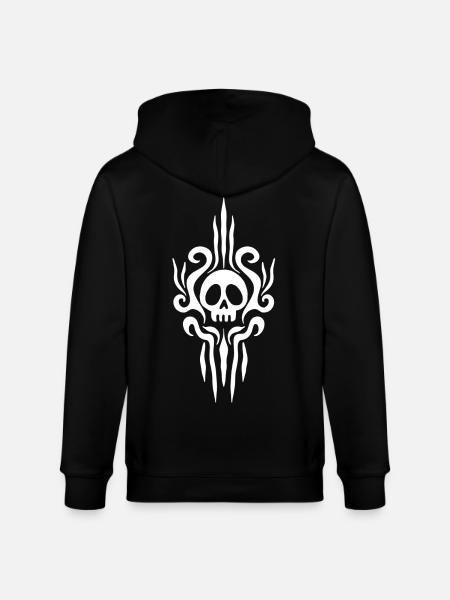 White skull and tattoo - Stanley/Stella CULTIVATOR Unisex Organic Hooded Jacket - black