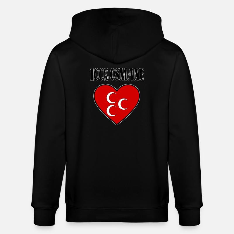 100 % ottoman drapeau ottoman coeur - Veste à capuche bio CULTIVATOR Stanley/Stella Unisexe - noir