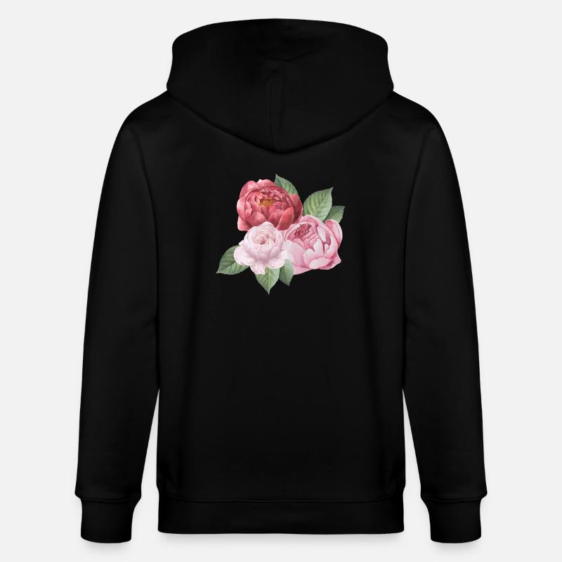 Spring_Pfingstrosen - Stanley/Stella Unisex Bio-Kapuzenjacke CULTIVATOR - Schwarz