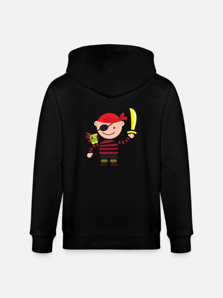 Little Pirate with parrot - Stanley/Stella CULTIVATOR  Unisex Organic Hooded Jacket - black