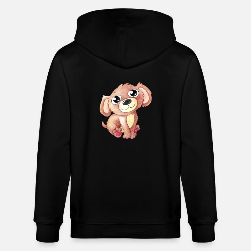 Niedlicher Comic Hund - Stanley/Stella Unisex Bio-Kapuzenjacke CULTIVATOR  - Schwarz