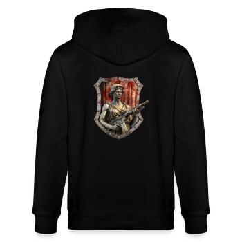 Märtyrer der Maschine - Stanley/Stella Unisex Bio-Kapuzenjacke CULTIVATOR  - Schwarz - Hinten - Anna (173cm)