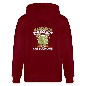 Humorvolle Margarita-Liebe - Stanley/Stella Unisex Bio-Kapuzenjacke CULTIVATOR  - Burgunderrot - Hinten - Anna (173cm)