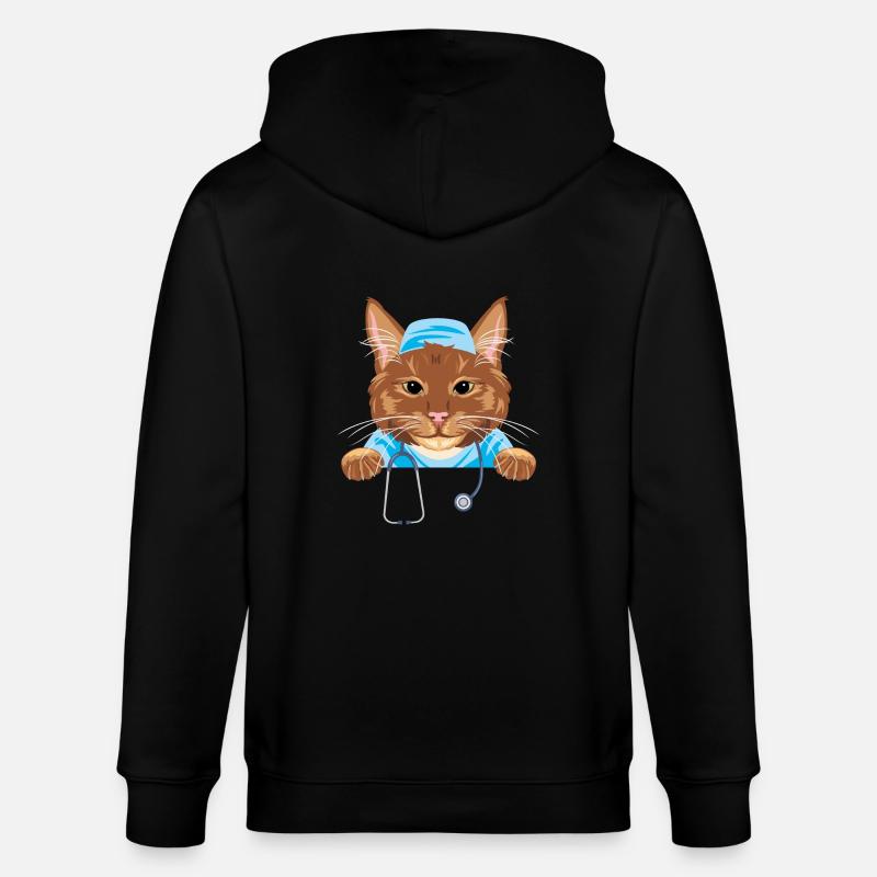 Mignon chat roux docteur - Veste à capuche bio CULTIVATOR Stanley/Stella Unisexe - noir