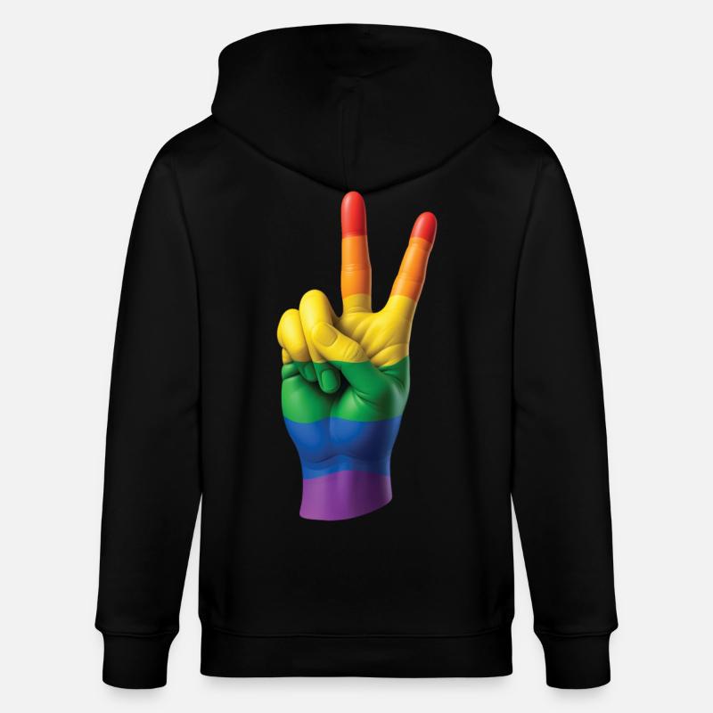 PRIDE PEACE HAND – Frieden & Liebe - Stanley/Stella Unisex Bio-Kapuzenjacke CULTIVATOR  - Schwarz