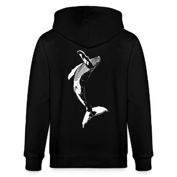 "Mighty Blue Whale" Animal Art - Stanley/Stella Unisex Bio-Kapuzenjacke CULTIVATOR  - Schwarz - Hinten - Anna (173cm)