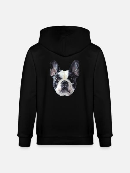 Bouledogue français Low Poly Design - Veste à capuche bio CULTIVATOR Stanley/Stella Unisexe - noir