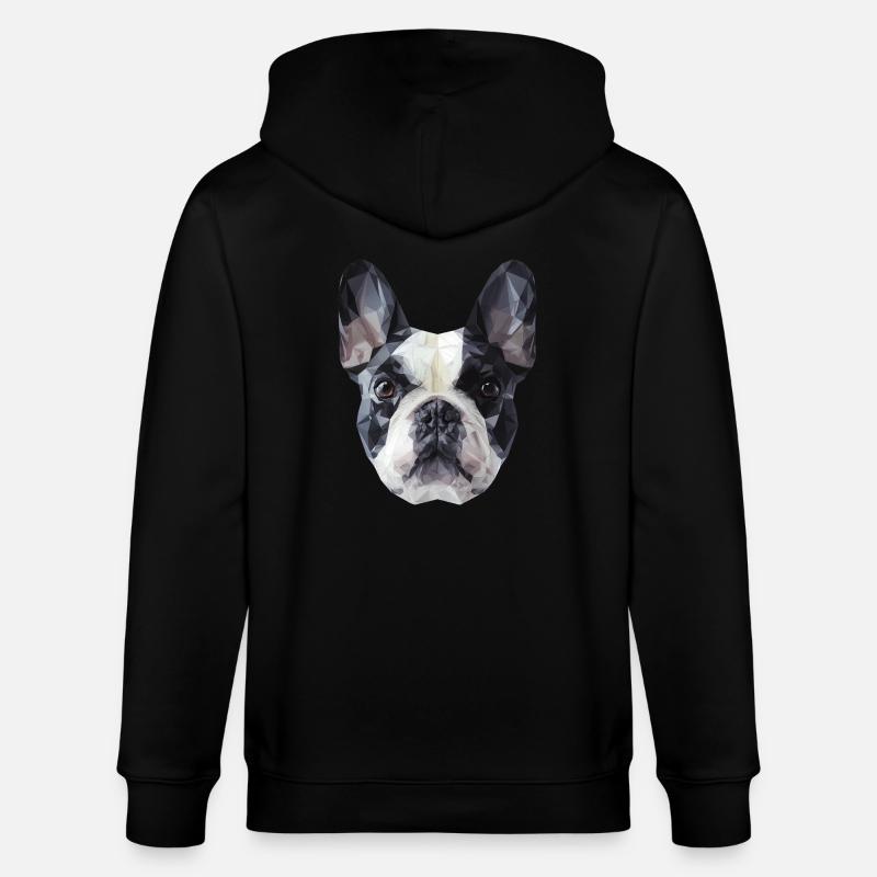 Bouledogue français Low Poly Design - Veste à capuche bio CULTIVATOR Stanley/Stella Unisexe - noir
