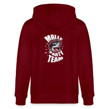 Malle Party Team Hai Lustig - Stanley/Stella Unisex Bio-Kapuzenjacke CULTIVATOR  - Burgunderrot - Hinten - Anna (173cm)