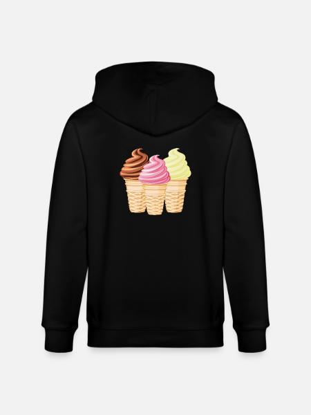 Softeis Vanille Schokolade Erdbeere - Stanley/Stella Unisex Bio-Kapuzenjacke CULTIVATOR - Schwarz