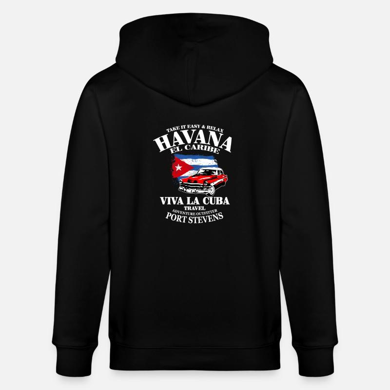 Havana - Cuba Flag - Veste à capuche bio CULTIVATOR Stanley/Stella Unisexe - noir