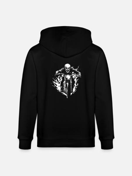 Biker Skull Motorcycle Gift - Stanley/Stella CULTIVATOR Unisex Organic Hooded Jacket - black