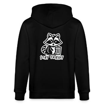 Waschbär Stay Trashy - Stanley/Stella Unisex Bio-Kapuzenjacke CULTIVATOR  - Schwarz - Hinten - Anna (173cm)