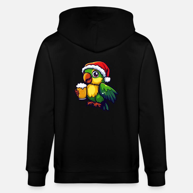 Perroquet Bière de Noël Drôle - Veste à capuche bio CULTIVATOR Stanley/Stella Unisexe - noir