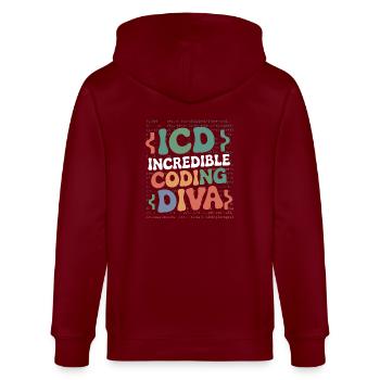 Codage passionné - Veste à capuche bio CULTIVATOR Stanley/Stella Unisexe - bordeaux - Dos - Anna (173cm)