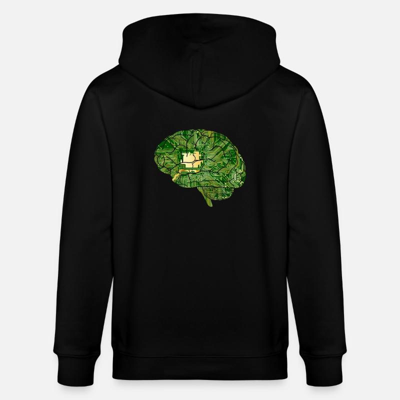 Brain - Computer Board - Artificial Intelligence - Stanley/Stella CULTIVATOR  Unisex Organic Hooded Jacket - black