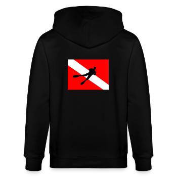 Taucherflagge - Stanley/Stella Unisex Bio-Kapuzenjacke CULTIVATOR  - Schwarz - Hinten - Anna (173cm)