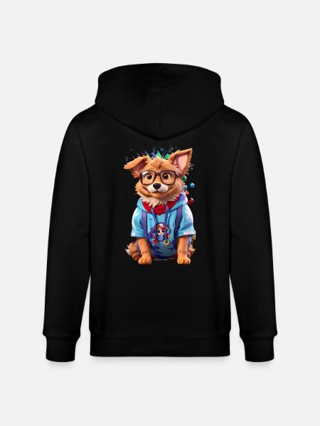 Cute dog - Stanley/Stella CULTIVATOR Unisex Organic Hooded Jacket - black