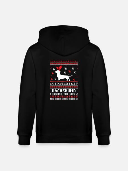 Dackel-Weihnachtshemd - Stanley/Stella Unisex Bio-Kapuzenjacke CULTIVATOR  - Schwarz