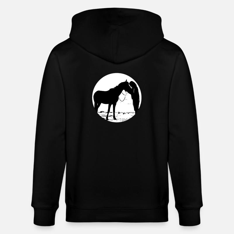 Pferd - Stanley/Stella Unisex Bio-Kapuzenjacke CULTIVATOR  - Schwarz