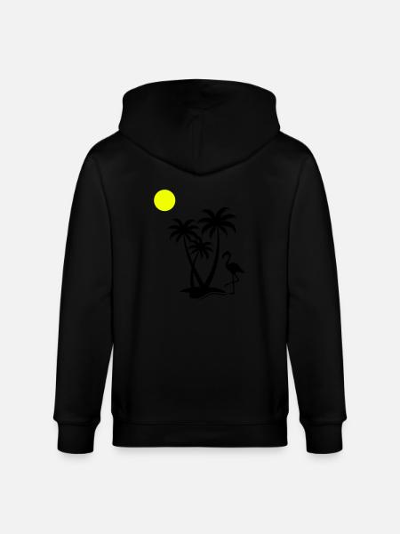 flamingo palmen - Stanley/Stella Unisex Bio-Kapuzenjacke CULTIVATOR  - Schwarz