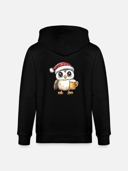 Eule Weihnachten Bier - Stanley/Stella Unisex Bio-Kapuzenjacke CULTIVATOR - Schwarz
